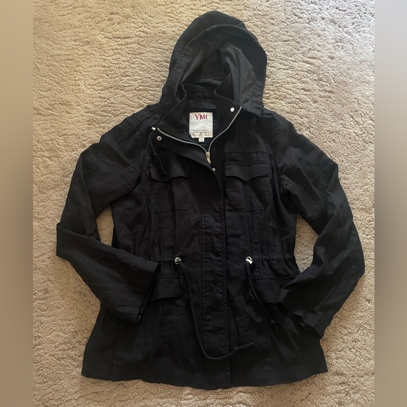 YMI Women's Black Utility Jacket with Hood - Picture 1 of 3